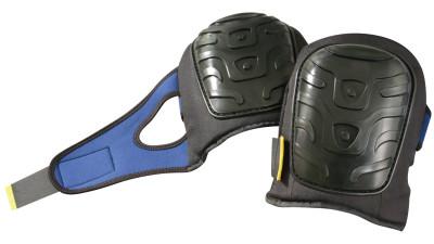 Premium Flat Cap Gel Knee Pad, Hook and Loop, Black/Blue