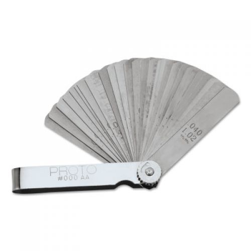 25 Blade Feeler Gauge Set, 0.0015 in to 0.040 in Thickness, Inch/Metric, 1/2 in x 3 in