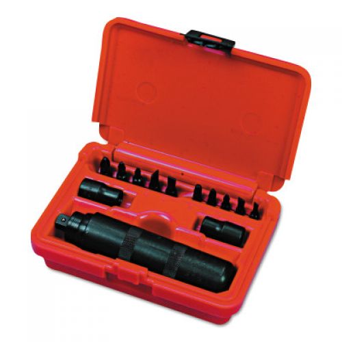 3/8 in Drive 13-Pc Hand Impact Driver Set, 2-Hex Bit Holders, 2-Phillips #1/#2/#3, 2-Slotted 3/16 in, 9/32 in, Plastic Case