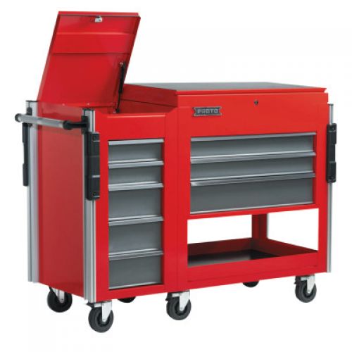 Utility Cart Side Cabinets, 18 in x 20 in x 34 in, 5 Drawers, Red