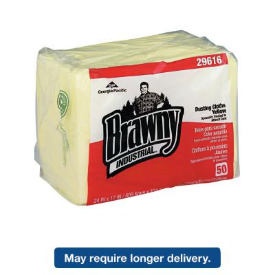 Brawny Industrial Dusting Cloths Quarterfold, 17 x 24, Yellow, 50/Pack