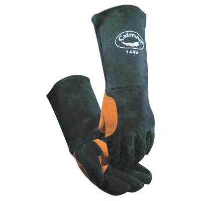 Heatflect Welding Gloves, Cow Split Leather, One Size, Black/Orange