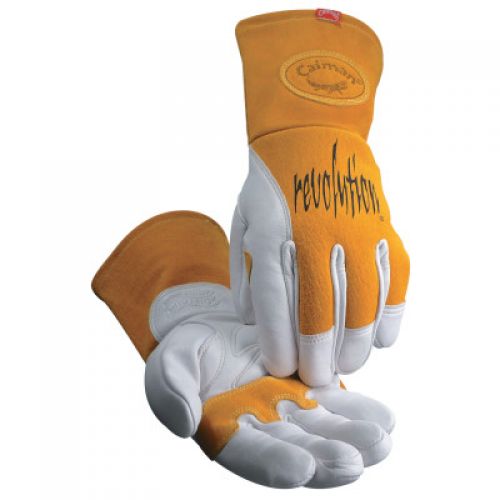 MIG/Multi-Task Welding Gloves, Cow Grain Leather/Pigskin, X-Large, White/Tan