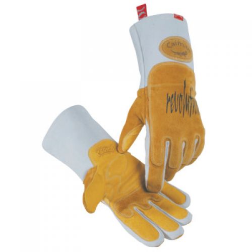 Revolution Welding Gloves, Pig Grain Leather, Large, White/Gold