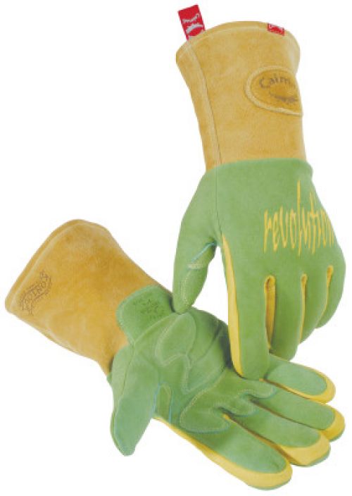 Revolution Welding Gloves, American Deerskin Leather, X-Large, Green/Gold