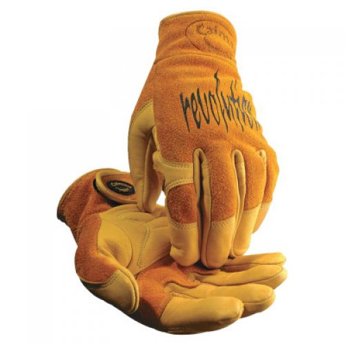 Multi-Task Welding Gloves, Cow Grain Leather/Pigskin, Large, Tan/Gold