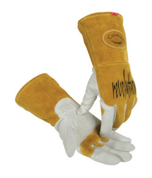 Revolution Welding Gloves, Goat Grain Leather, Small, White/Gold
