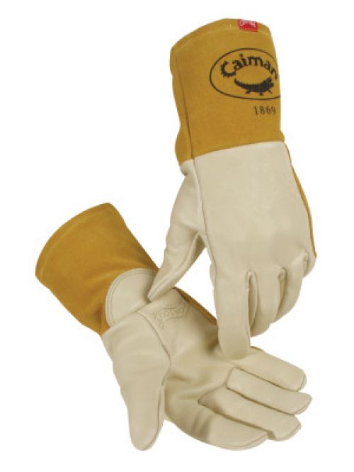 1869 Cow Grain Unlined Welding Gloves, Large, Gold, 4 in Gauntlet Cuff