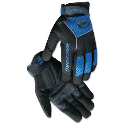 CAIMAN M.A.G. Rhino-Tex Synthetic Leather Gloves, Large, Black/Blue