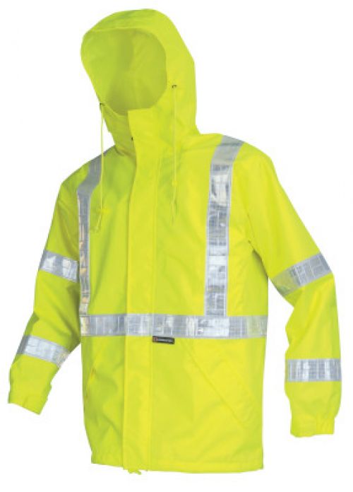 598RJH Luminator Class 3 Breathable Rain Jacket, Poly/PU, Fluorescent Lime, 3X-Large