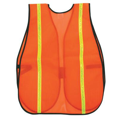 RIVER CITY Safety Vests, One Size Fits Most, Orange w/Lime Stripe