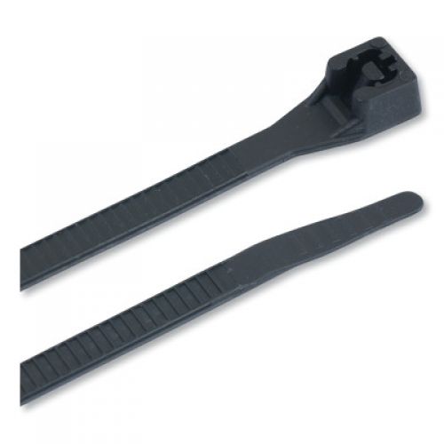 Standard Cable Ties with DoubleLock, 75 lb Tensile Strength, 8 in, Ultraviolet Black, 100/Bag