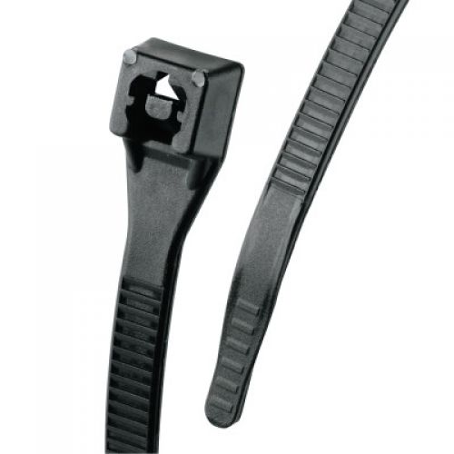 Xtreme Temp Cable Ties w/DbleLock, 50lb Tensile Strength, 8 in, UV Black, 100/Bag