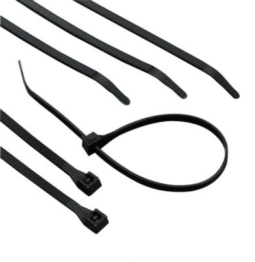 Standard Cable Ties with DoubleLock, 75 lb Tensile Strength, 8 in, Ultraviolet Black, 1,000/Bag