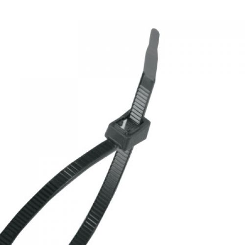 Self Cutting Cable Ties, 50 lb Tensile Strength, 8”, Black, 50/Bag