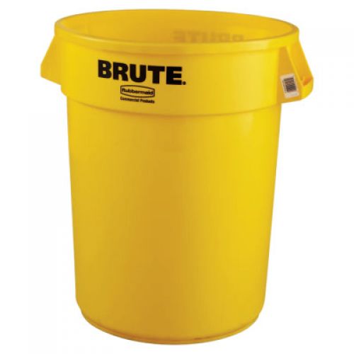 BRUTE Round Container without Lid, 32 gal, Heavy-Duty Plastic, Yellow