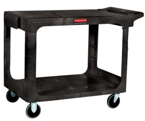 Heavy-Duty Flat Shelf Utility Carts, 500 lb, 44 X 25 1/4 X 38 1/8h, Black