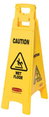 RUBBERMAID COMMERCIAL Floor Safety Signs, Caution Wet Floor, Yellow, 37X12