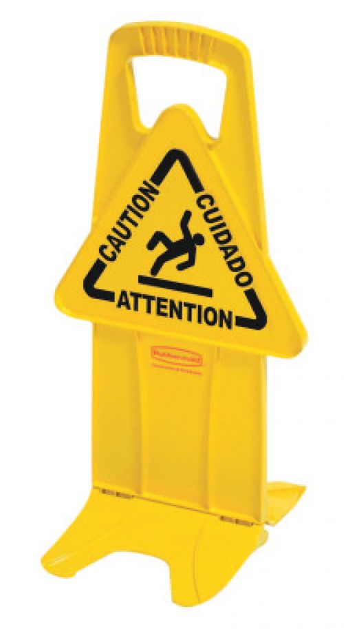 Floor Stable Safety Signs, Caution (Multi-Lingual), Yellow