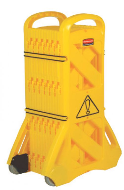 Mobile Barriers, 40 in x 13 ft, Plastic, Yellow