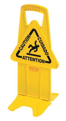 RUBBERMAID COMMERCIAL Floor Stable Safety Signs, Caution (Multi-Lingual), Yellow