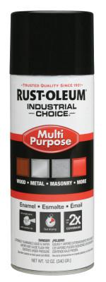 RUST-OLEUM Industrial Choice 1600 System Enamel Aerosols, 12 oz, Black, High-Gloss