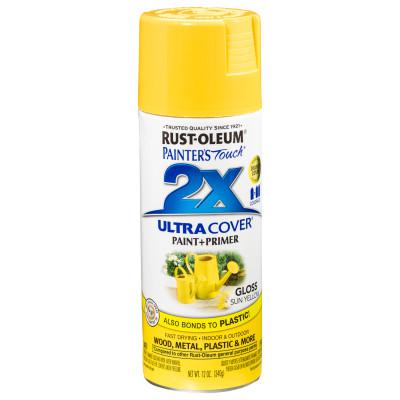 RUST-OLEUM Painter's Touch 2X Ultra Cover Ultra Cover Gloss Spray Paint, 12 oz, Sun Yellow, Gloss