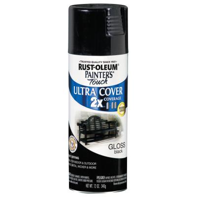 Painter's Touch Ultra Cover 2x Spray, 12 oz, Black, Gloss