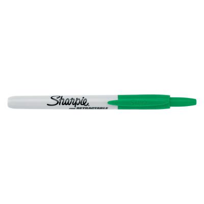 Retractable Permanent Marker, Green, Fine, 12 EA/BX