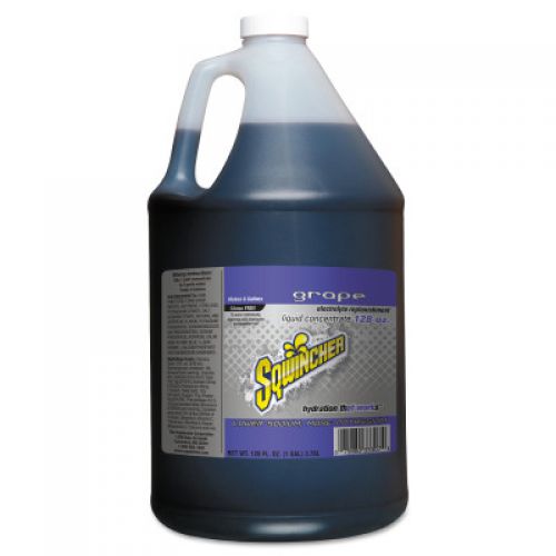 SQWINCHER Liquid Concentrate, Grape, 128 oz, Bottle, Yields 6 gal