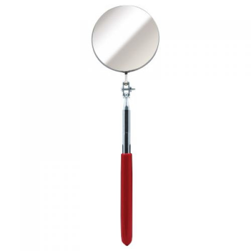 Telescoping Inspection Mirror, Round, 3-1/4 in dia, 11 in L to 15 in L