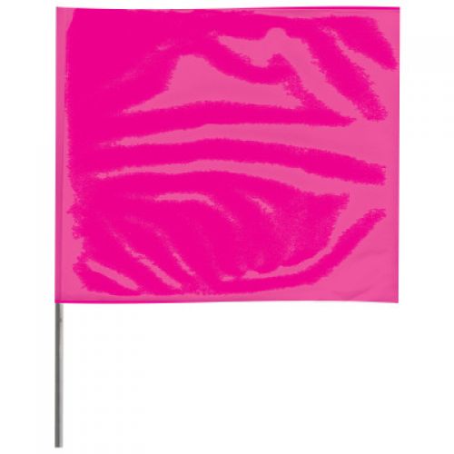 Stake Flags, 2 in x 3 in, 21 in Height, PVC; Steel Wire, Pink Glo