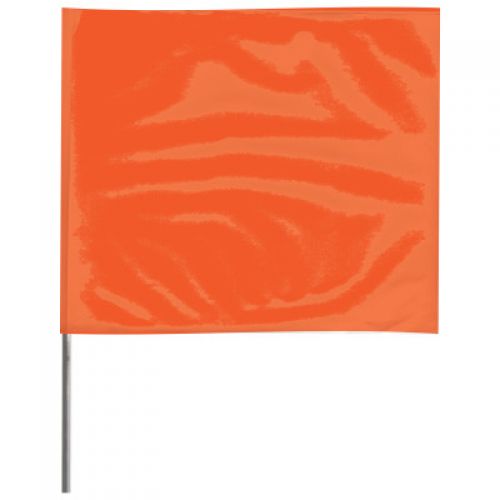 Stake Flags, 4 in x 5 in, 24 in Height, PVC Film, Orange Glo