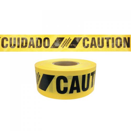 Reinforced Barricade Tape, 3 in W x 500 ft L , Caution/Cuidado, Yellow