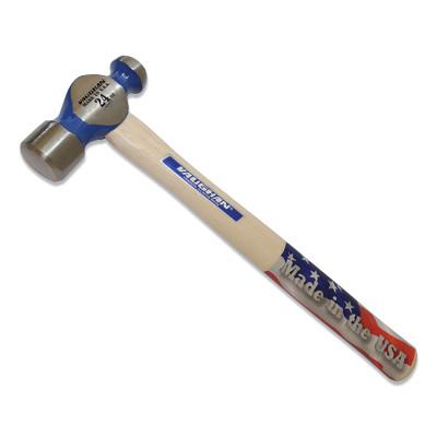 VAUGHAN Commercial Ball Pein Hammer, Hickory Handle, 16 in, Forged Steel 48 oz Head