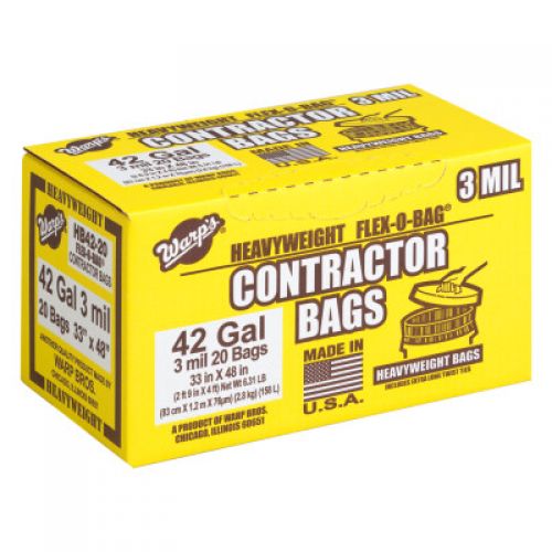 FLEX-O-BAG Contractor Bags, 42 oz, 3 mil Thick, 33 in w x 48 in h
