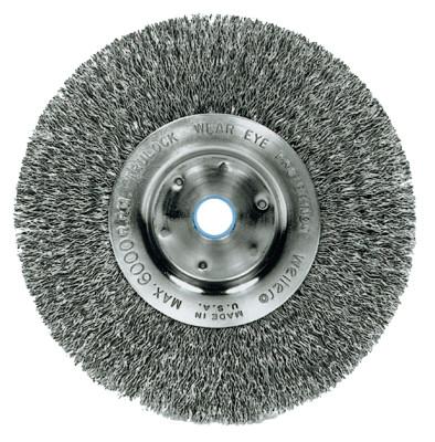 Narrow Face Crimped Wire Wheel, 6 in D x 3/4 in W, .014 in Steel Wire, 6,000 rpm