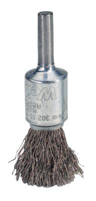 Crimped Wire Solid End Brushes, Steel, 25,000 rpm, 1/2" x 0.006"