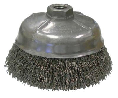 Crimped Wire Cup Brush, 5 in Dia., 5/8-11 UNC Arbor, Stainless Steel ...