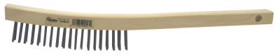 Hand Wire Scratch Brush, .012 Carbon Steel Fill, Curved Handle, 3 x 19 Rows