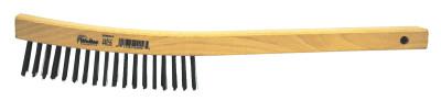 Hand Wire Scratch Brush, .012 Carbon Steel Fill, Curved Handle, 4 x 18 Rows