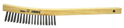Hand Wire Scratch Brush, .012 Stainless Steel Fill, Curved Handle, 4 x 18 Rows