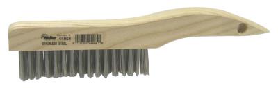 Hand Wire Scratch Brush, .012 Stainless Steel Fill, Shoe Handle, 4 x 16 Rows