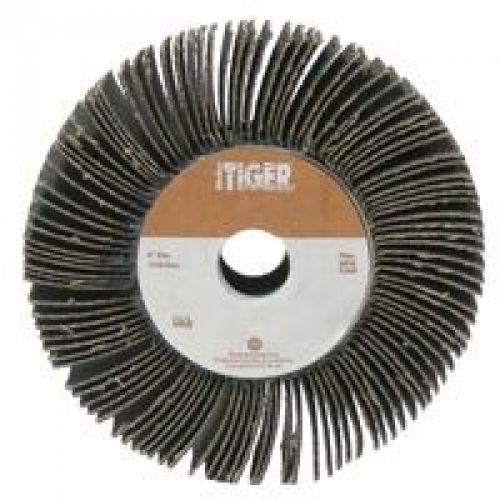 Weiler Tiger Mounted Flap Wheels, 4 in Diameter, Aluminum Oxide 60 Grit, 9,000 rpm
