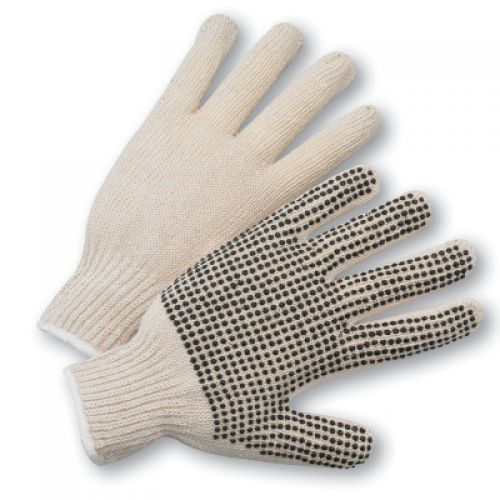 PVC Dotted String Knit Gloves, Ladies', Knit-Wrist, Natural