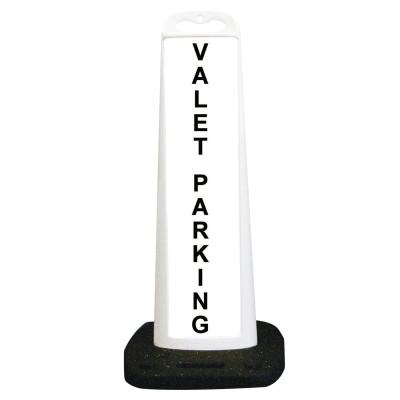 CORTINA Trailblazer White Vertical Safety Signs w/ 20 lb Base, VALET PARKING, White/Blk