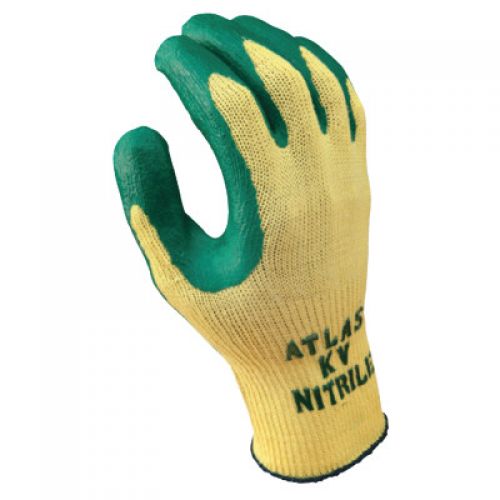 Atlas Nitrile PalmCoated Gloves, Medium, Green/Yellow Industrial