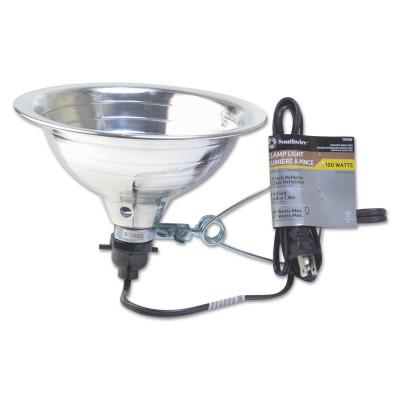 Flood and Clamp Lamp, Vented Aluminum Reflector, 150 W, 6 ft Cord, Incandescent Bulb Not Included