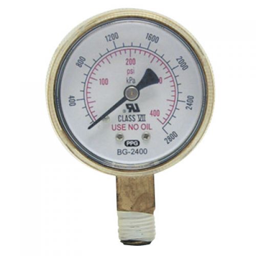 Pressure Gauge, 2-1/2 in, 60 psi, Brass, 1/4 in NPT