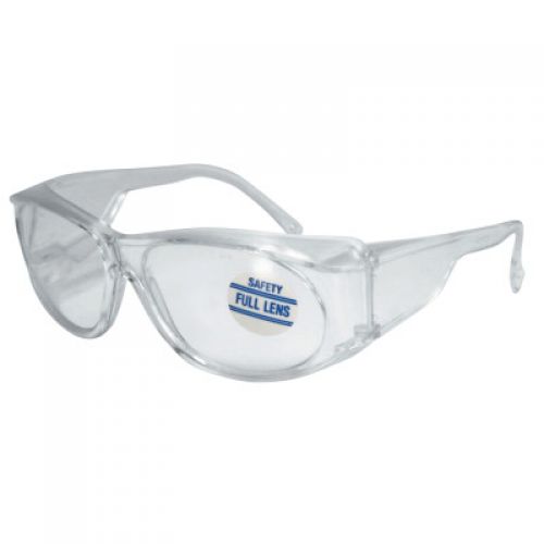 Full-Lens Magnifying Safety Glasses, 2.25 Diopter, Clear Polycarbonate Lens/Tint, Clear Frame